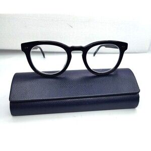 Warby Parker Ainsley W 100 Round Gloss Black Eyeglasses Frames 48-23-145 w Case